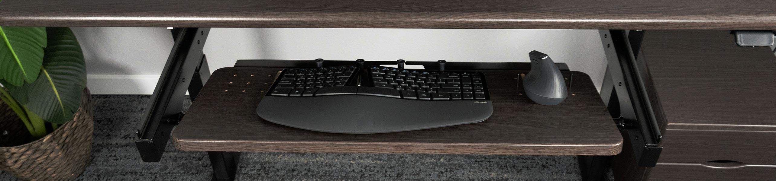 SteadyType Slide and Mobile File Cabinet in Obsidian Oak 3D Laminate