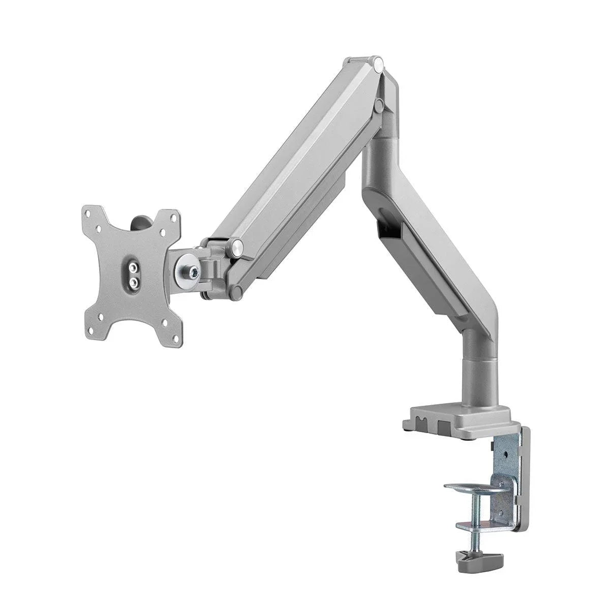 Echo Single Monitor Arm, silver, front angle view