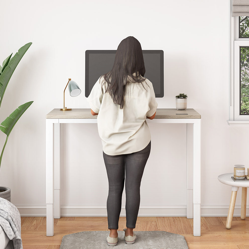 Q Desk in the Home Office, Swiss Elm on White Base