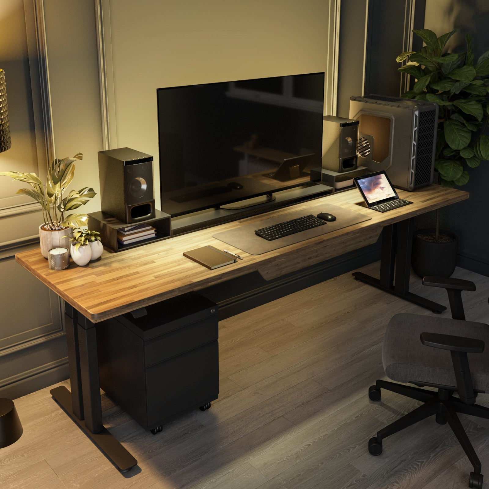 P1 ELITE PLUS Standing Desk with Solid Wood Butcher Block Desktop