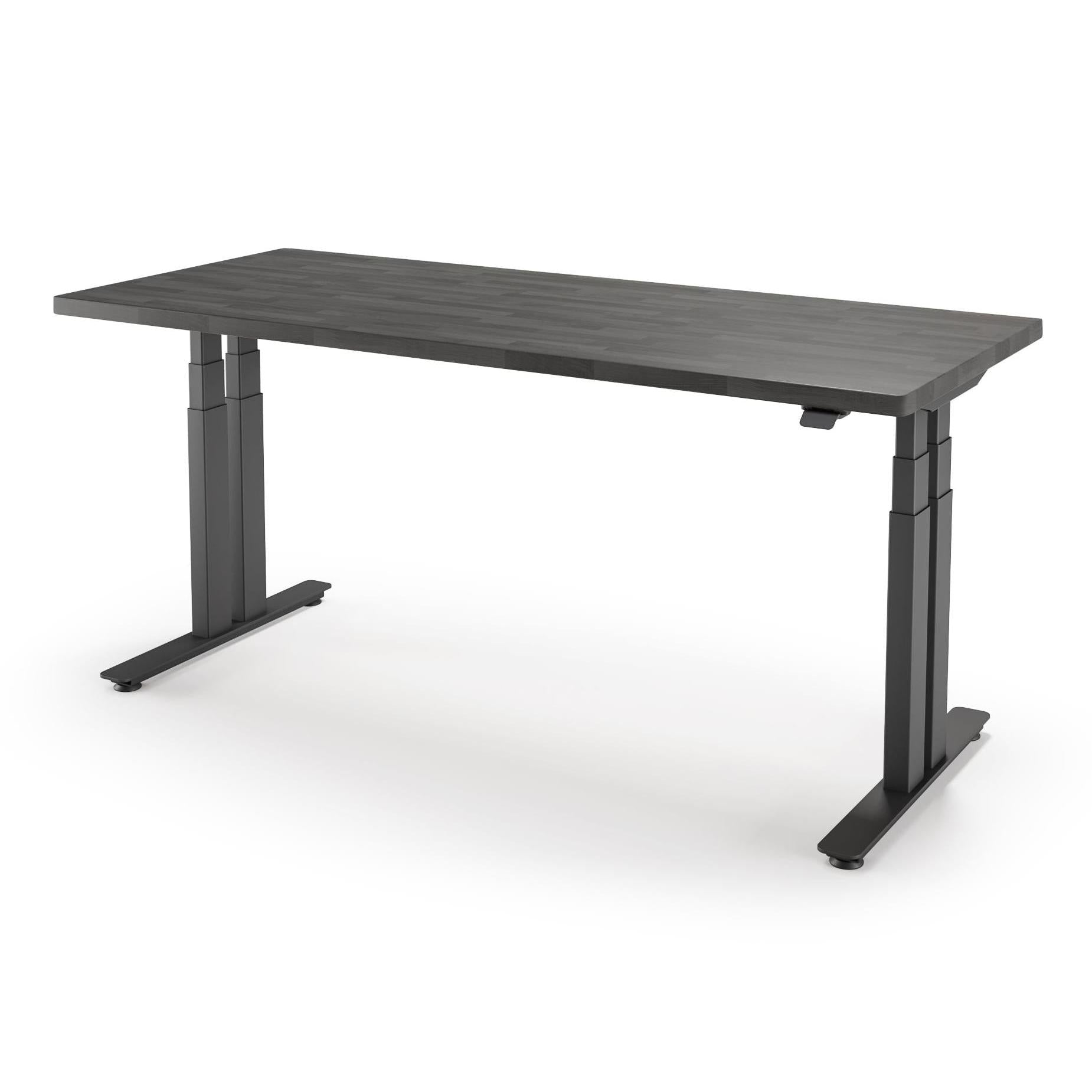iMovr-P1 ELITE+ Standing Desk with Solid Wood Butcher Block Surface 30x77-BB Gauntlet Finish-With Grommet Holes-Black