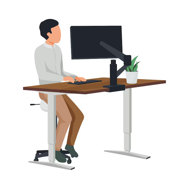 Vector image of a man using one of top 10 standing desks 