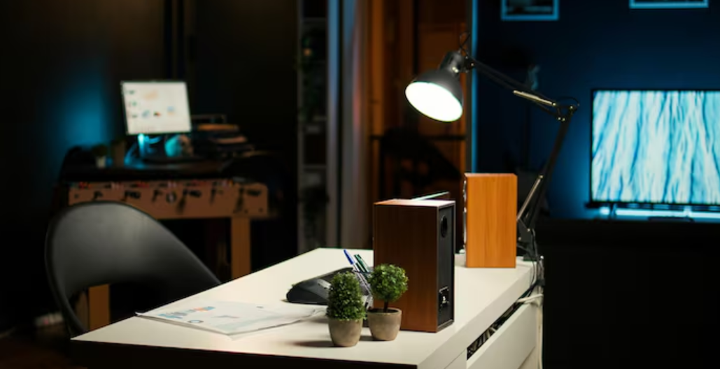 Home office lighting setup