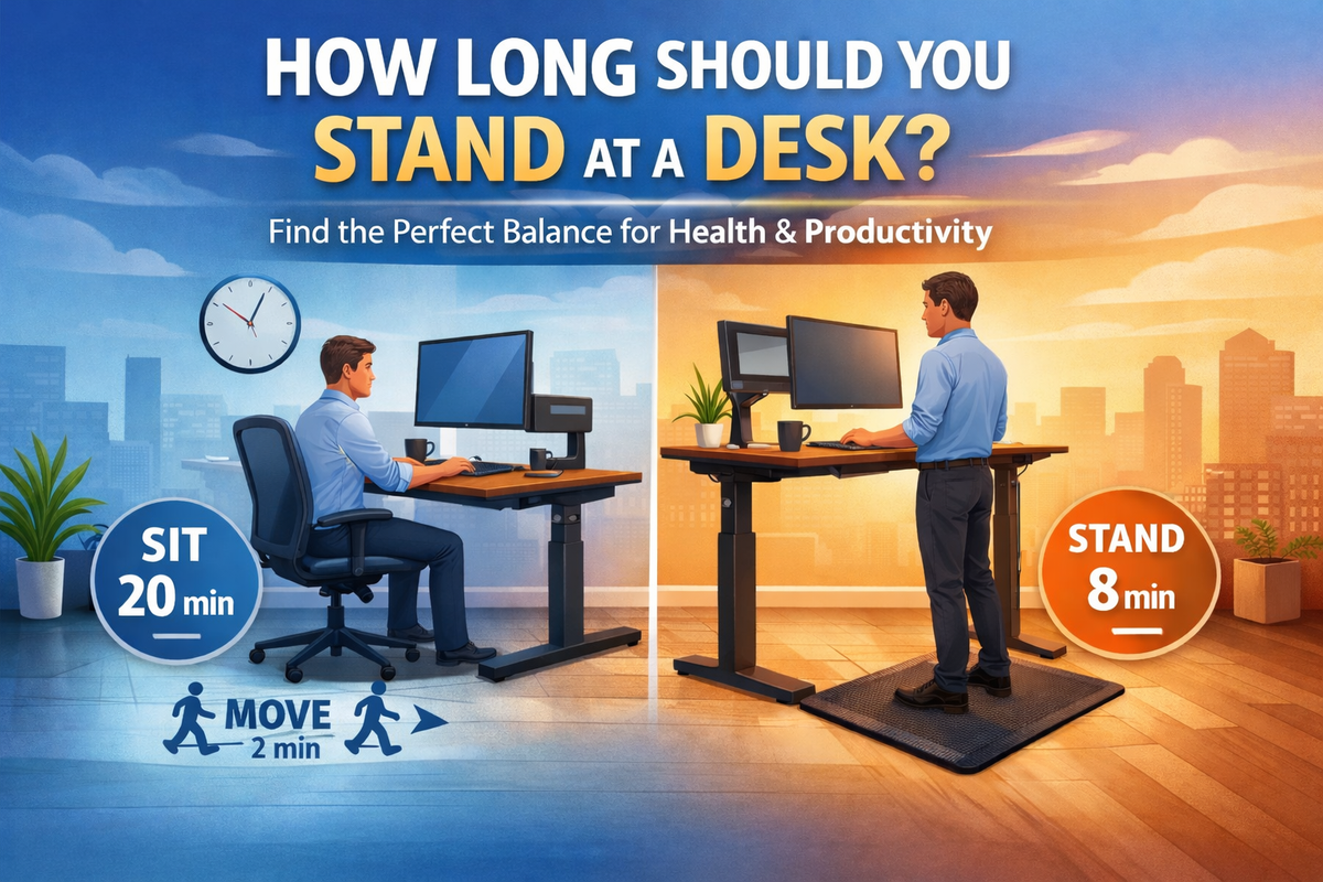 image discussing how long should you stand at a desk