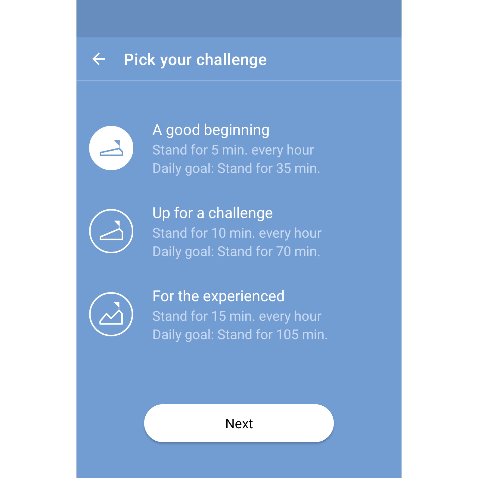 Health Coach gives you reminders to stand in the Lander Desk App