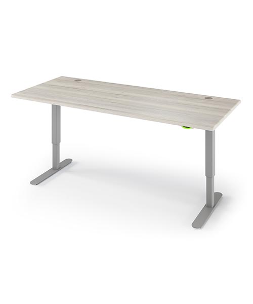 iMovR Jaxson Standing Desk, Halifax Oak on Starlight Silver Base