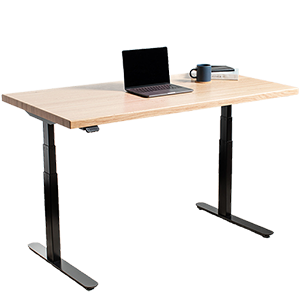 Lander Standing Desk, Oak Butcher Block top on Black base