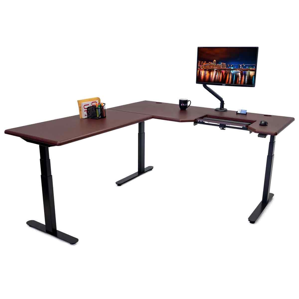 Lander Standing L-Desk with SteadyType - 3D Laminate - iMovR
