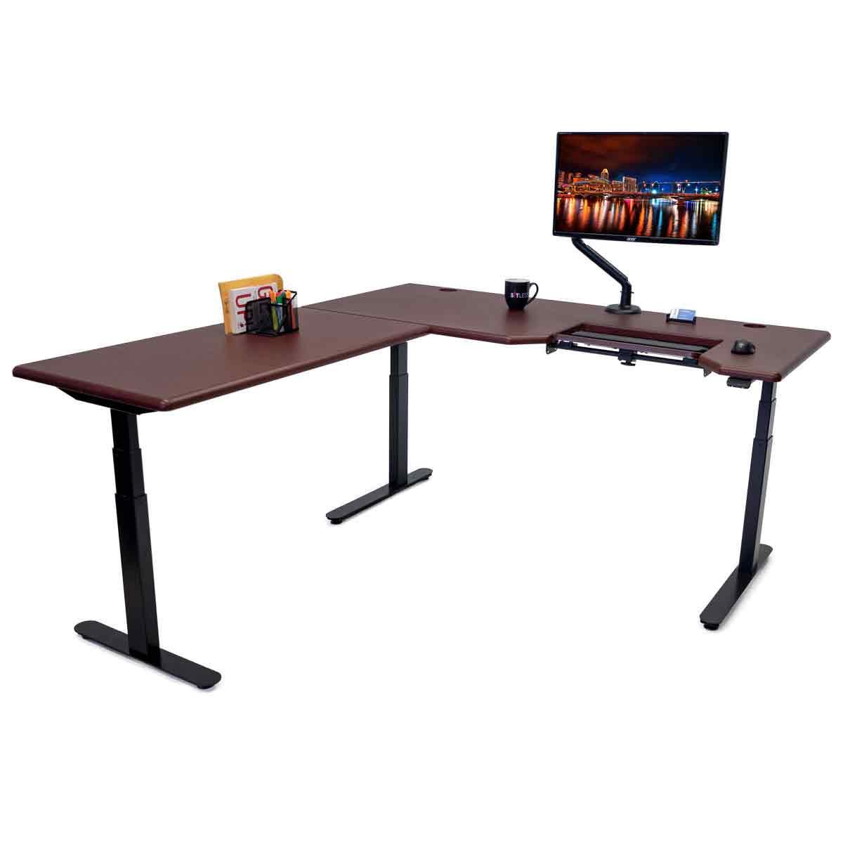 Lander Standing L-Desk with SteadyType - 3D Laminate - iMovR
