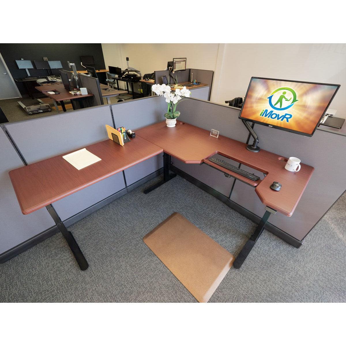 Lander Standing L-Desk with SteadyType - 3D Laminate - iMovR