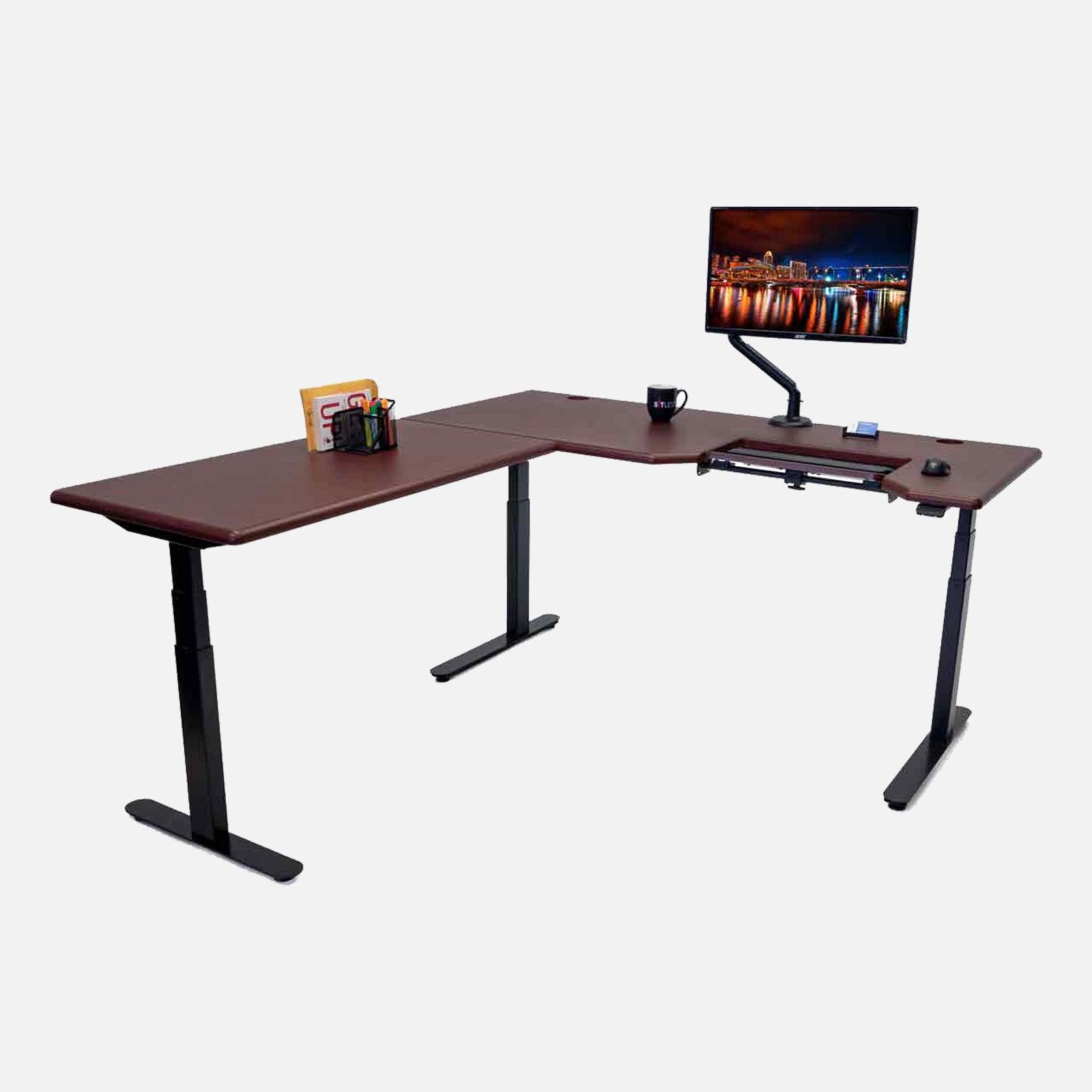 Lander Standing L-Desk with SteadyType - 3D Laminate - iMovR