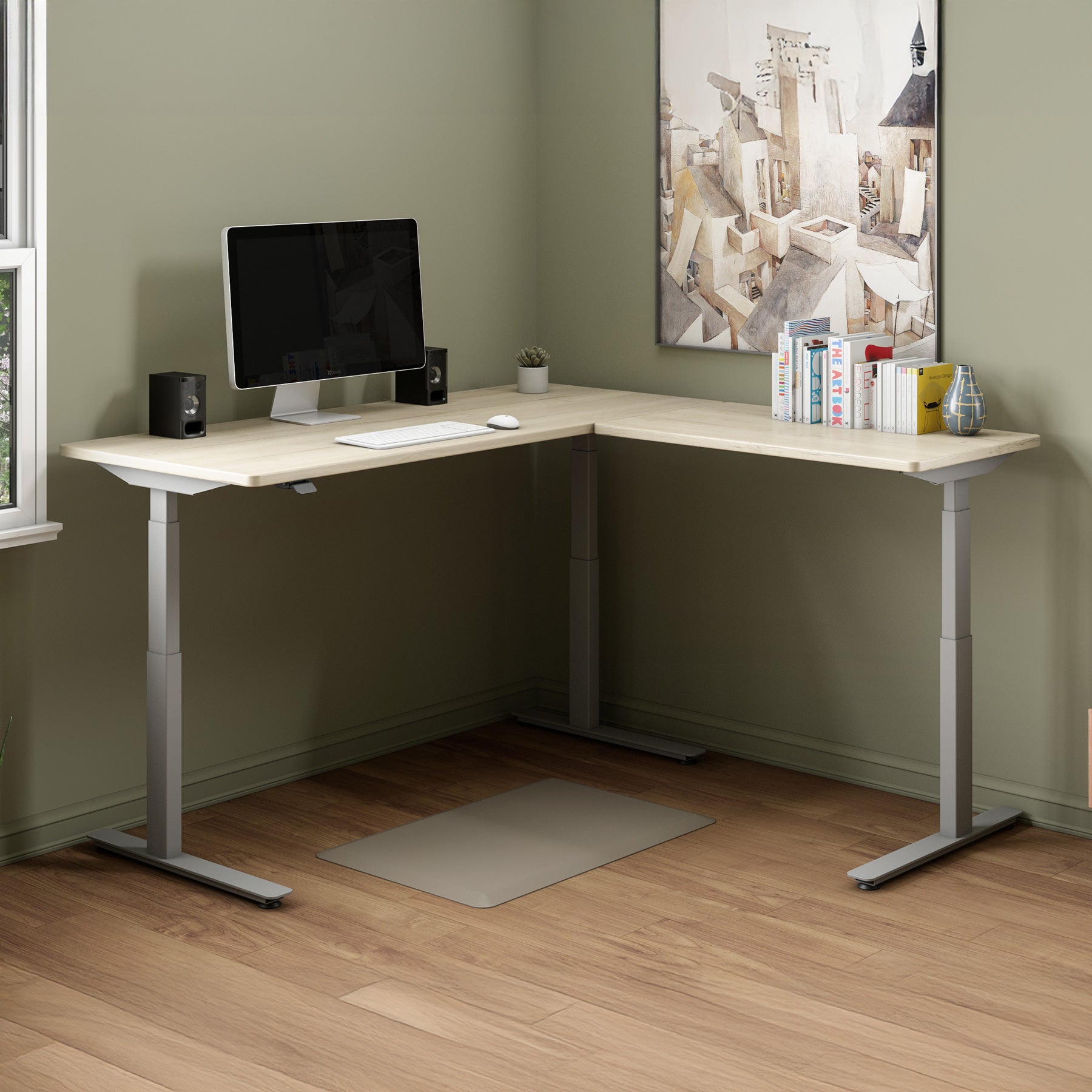 P1 ELITE L-Shaped Standing Desk with 3D Laminate Desktop