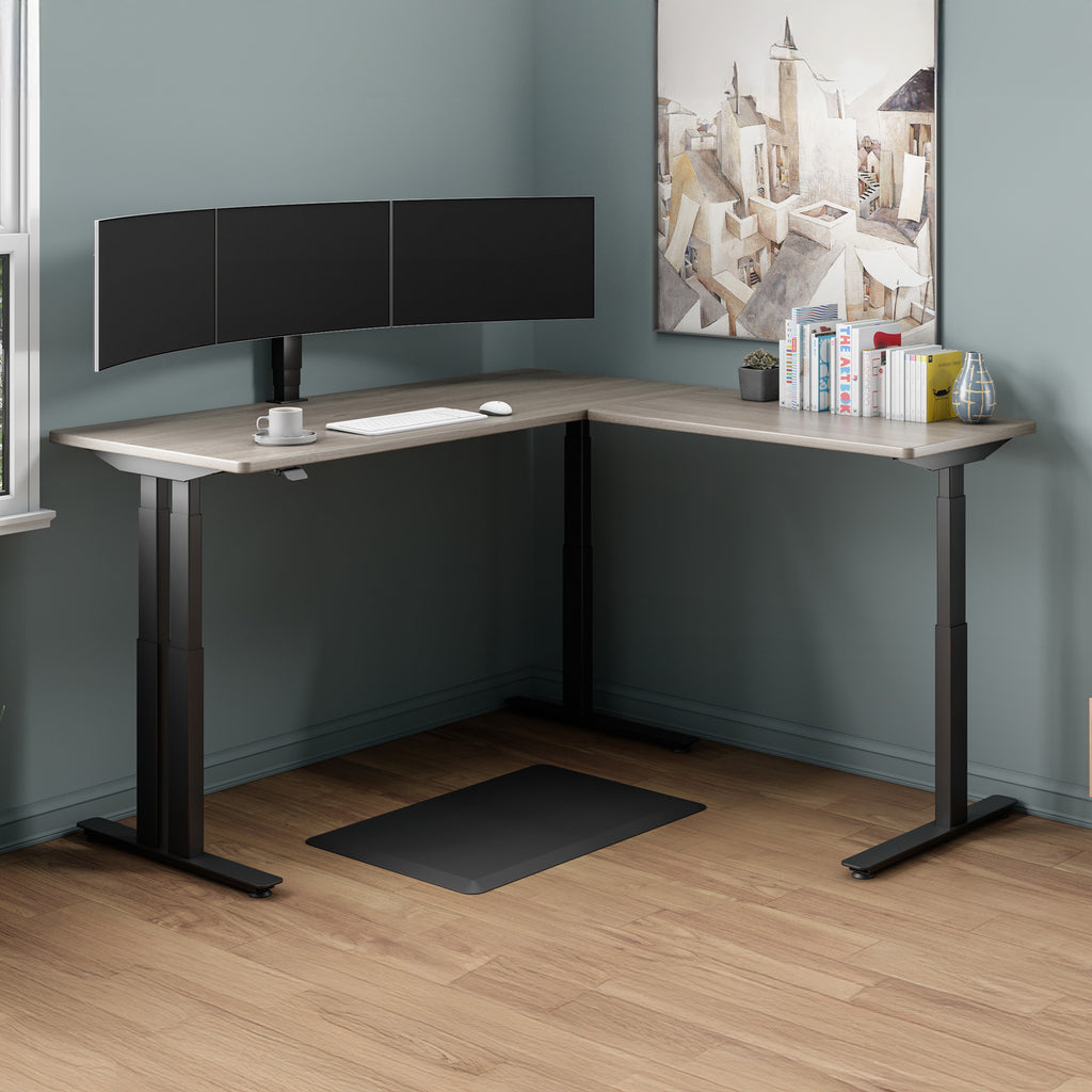 P1 ELITE PLUS L-Shaped Standing Desk with 3D Laminate Desktop