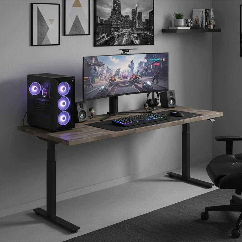 P1 ELITE Standing Desk with Solid Wood Butcher Block Desktop