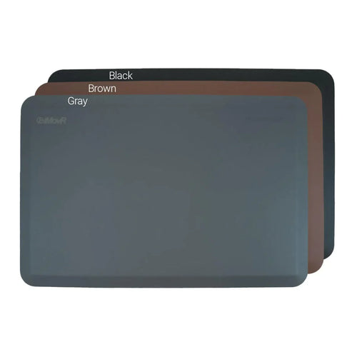 EcoLast Premium Standing Mats in gray, brown, and black, featuring durable polyurethane construction.
