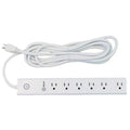 Tucker 6-Outlet Power Strip with Surge Protection-White-iMovR