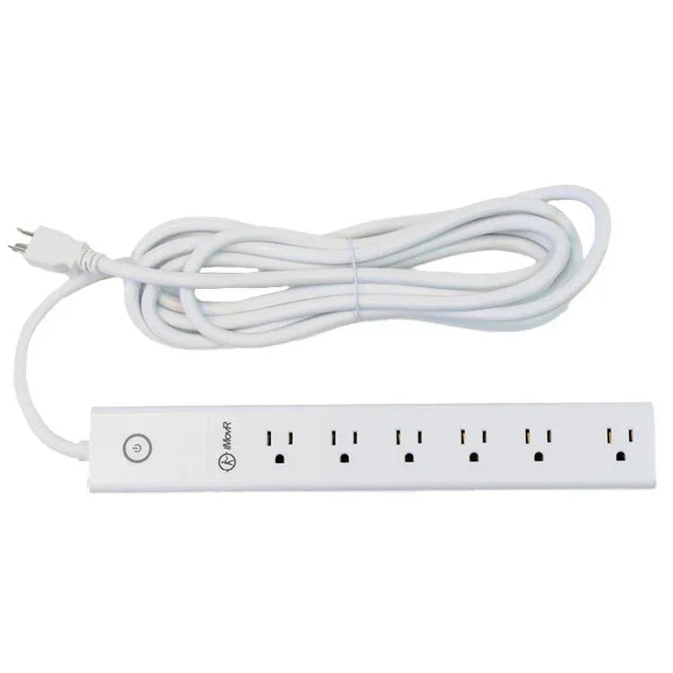 Tucker 6-Outlet Power Strip with Surge Protection-White-iMovR