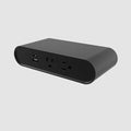 Black Ellipse Qi wireless power block with dual AC outlets, USB-A, and USB-C ports.