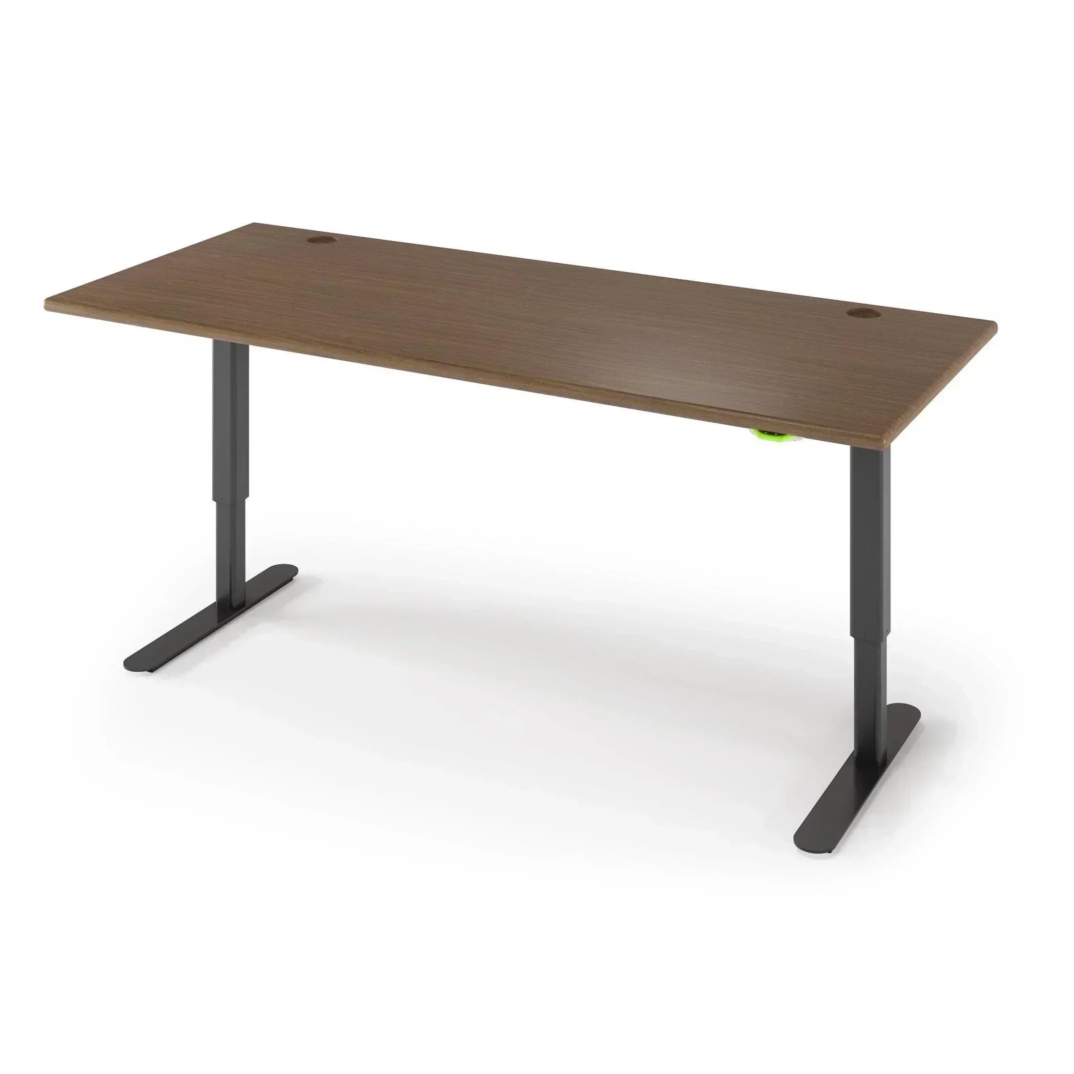 Jaxson Standing Desk in 3D Laminate 30x71-Bella Walnut-Single Stage (26.9" - 45.9") Range-Basalt Black-iMovR