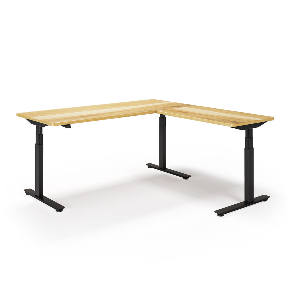 P1 ELITE L-Shaped Standing Desk with Solid Wood Desktop