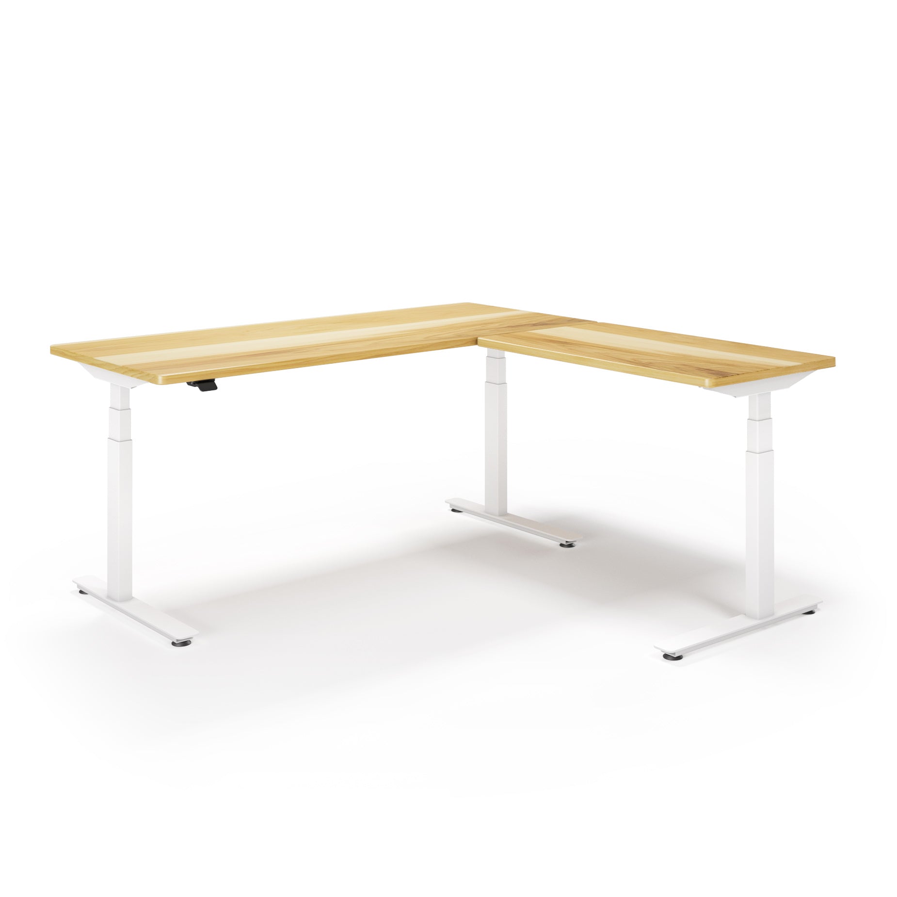 P1 ELITE L-Shaped Standing Desk with Solid Wood Desktop