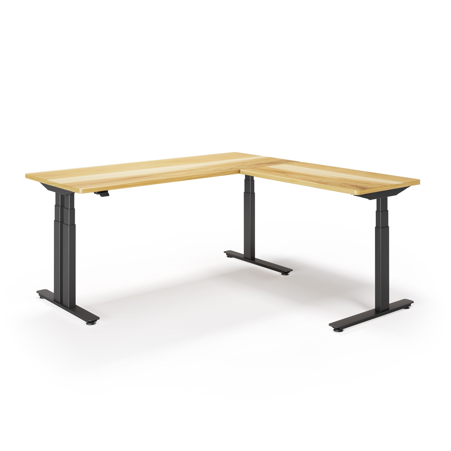 P1 ELITE PLUS L-Shaped Standing Desk with Solid Wood Desktop