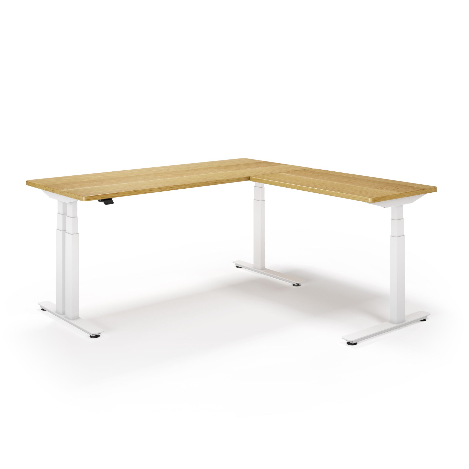P1 ELITE PLUS L-Shaped Standing Desk with Solid Wood Desktop