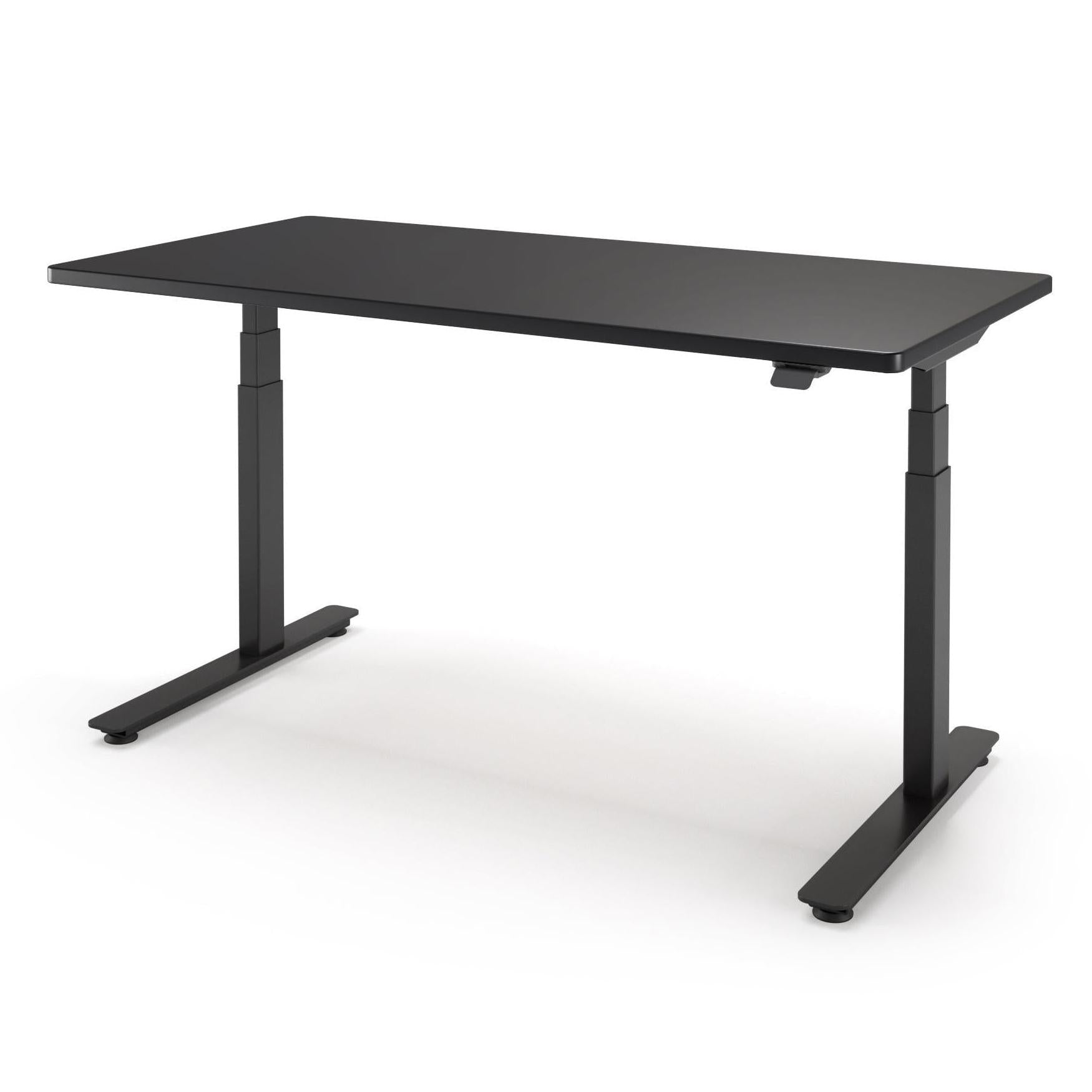 P1 ELITE Standing Desk in 3D Laminate 30x95-Black-With Grommet Holes-Black-iMovR