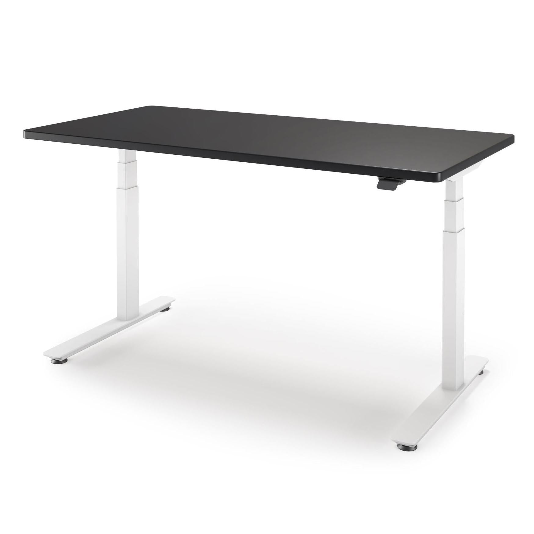 P1 ELITE Standing Desk in 3D Laminate 30x95-Black-With Grommet Holes-White-iMovR
