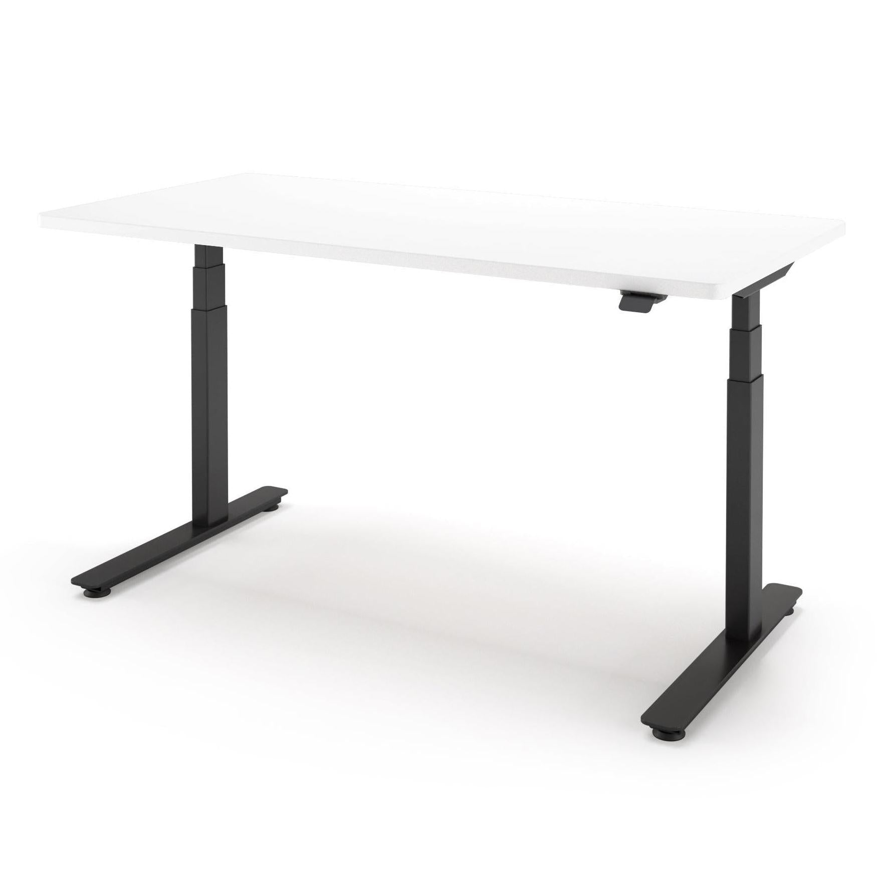 P1 ELITE Standing Desk in 3D Laminate 30x95-Designer White-With Grommet Holes-Black-iMovR