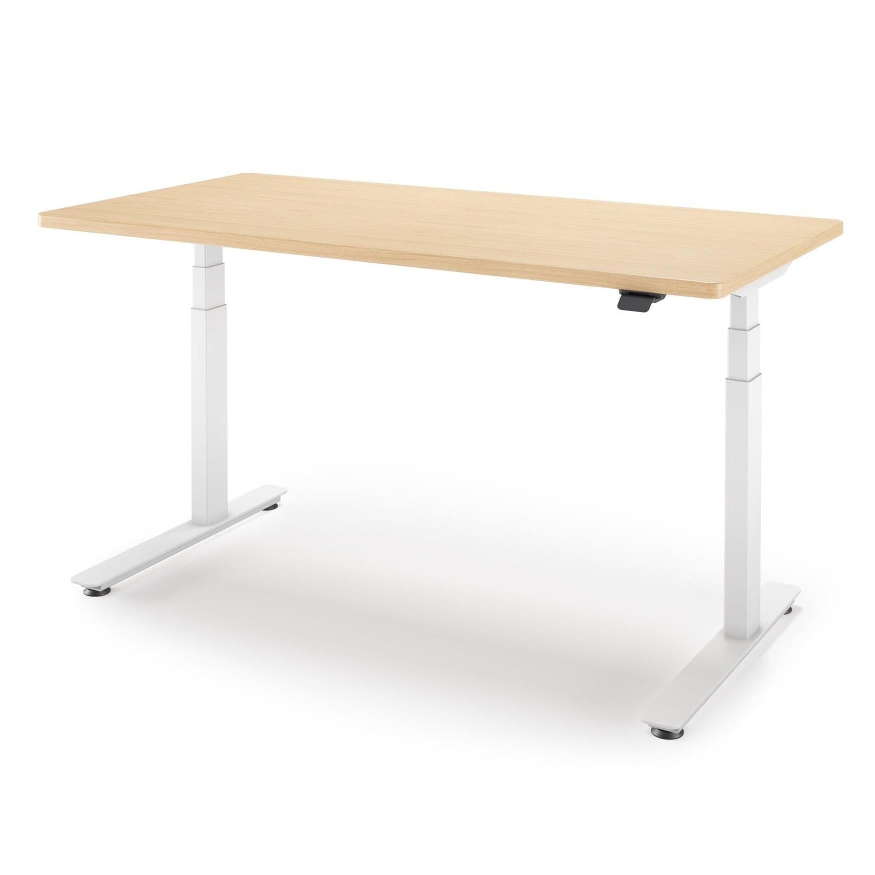 P1 ELITE Standing Desk in 3D Laminate 30x95-Almond Cherry-With Grommet Holes-White-iMovR