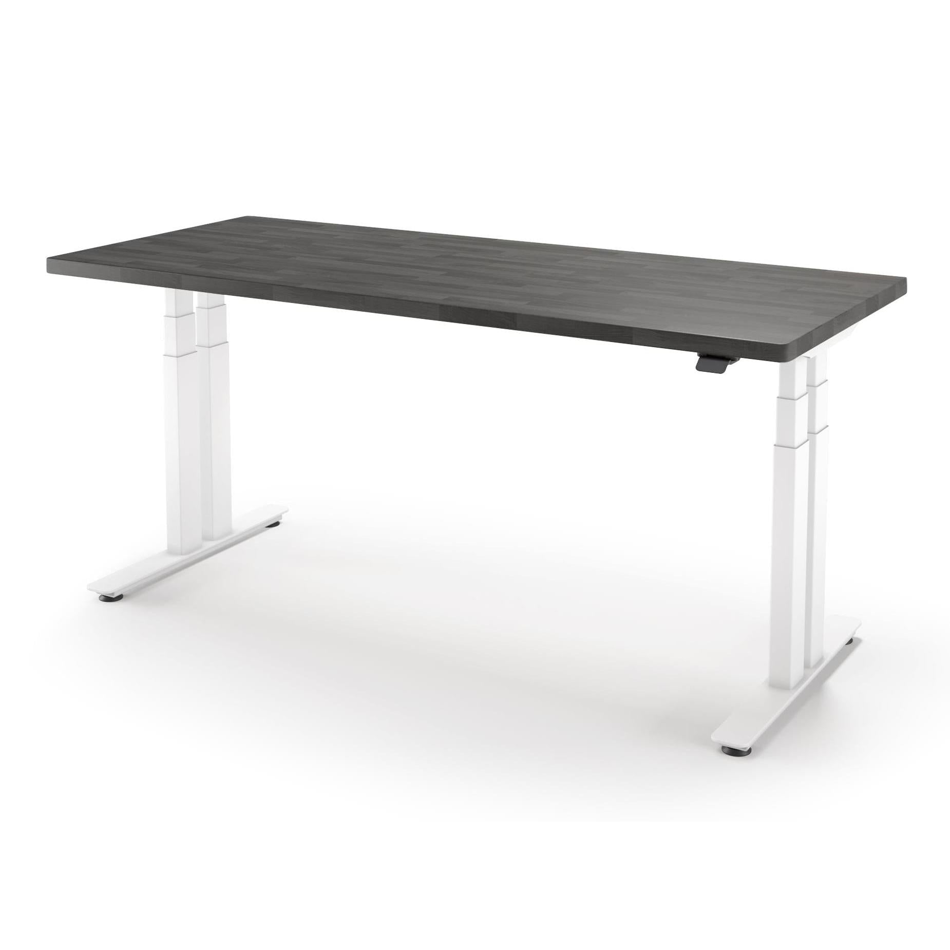 iMovr-P1 ELITE+ Standing Desk with Solid Wood Butcher Block Surface 30x77-BB Gauntlet Finish-With Grommet Holes-White