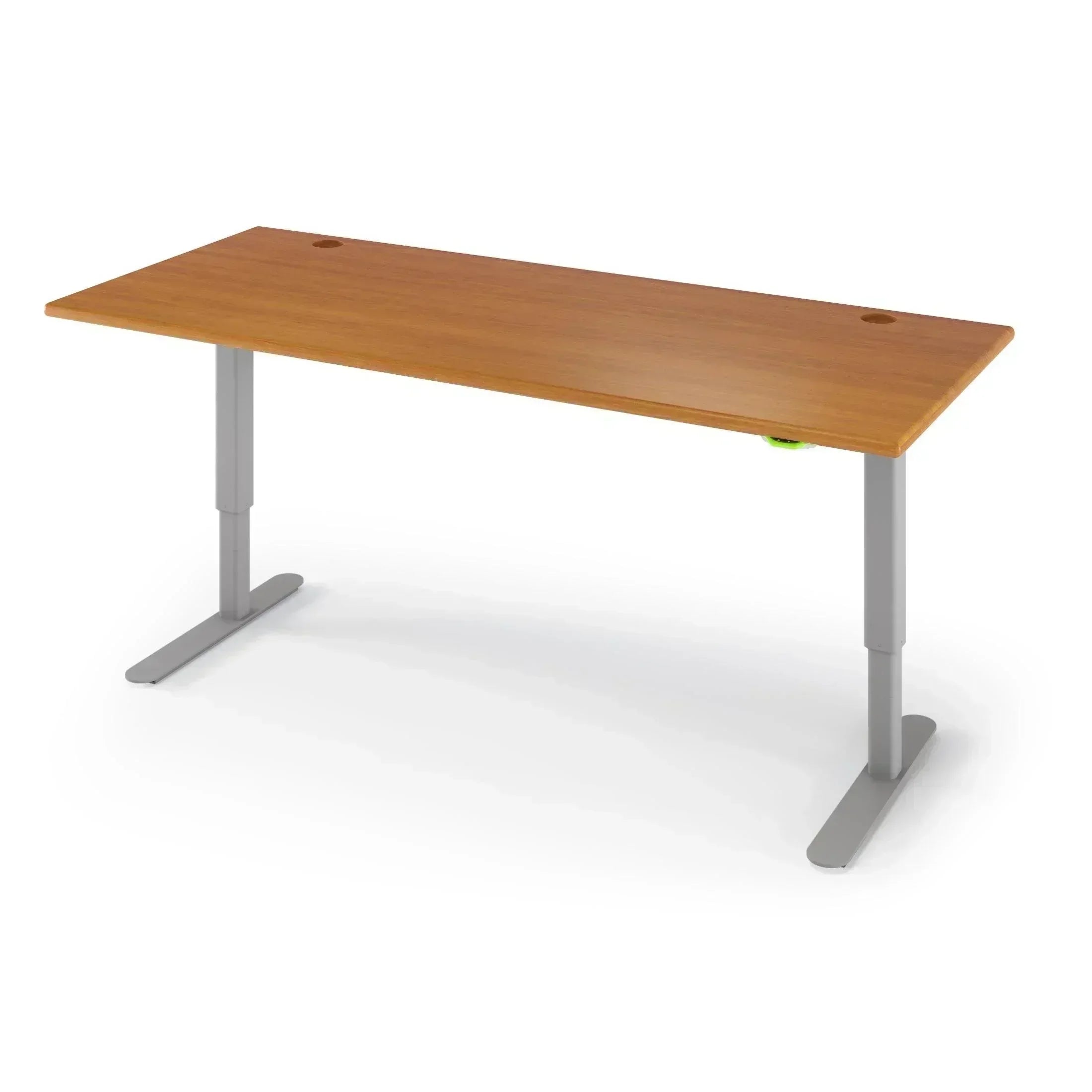 Jaxson Standing Desk in 3D Laminate 30x71-Hayward Cherry-Single Stage (26.9" - 45.9") Range-Starlight Silver-iMovR