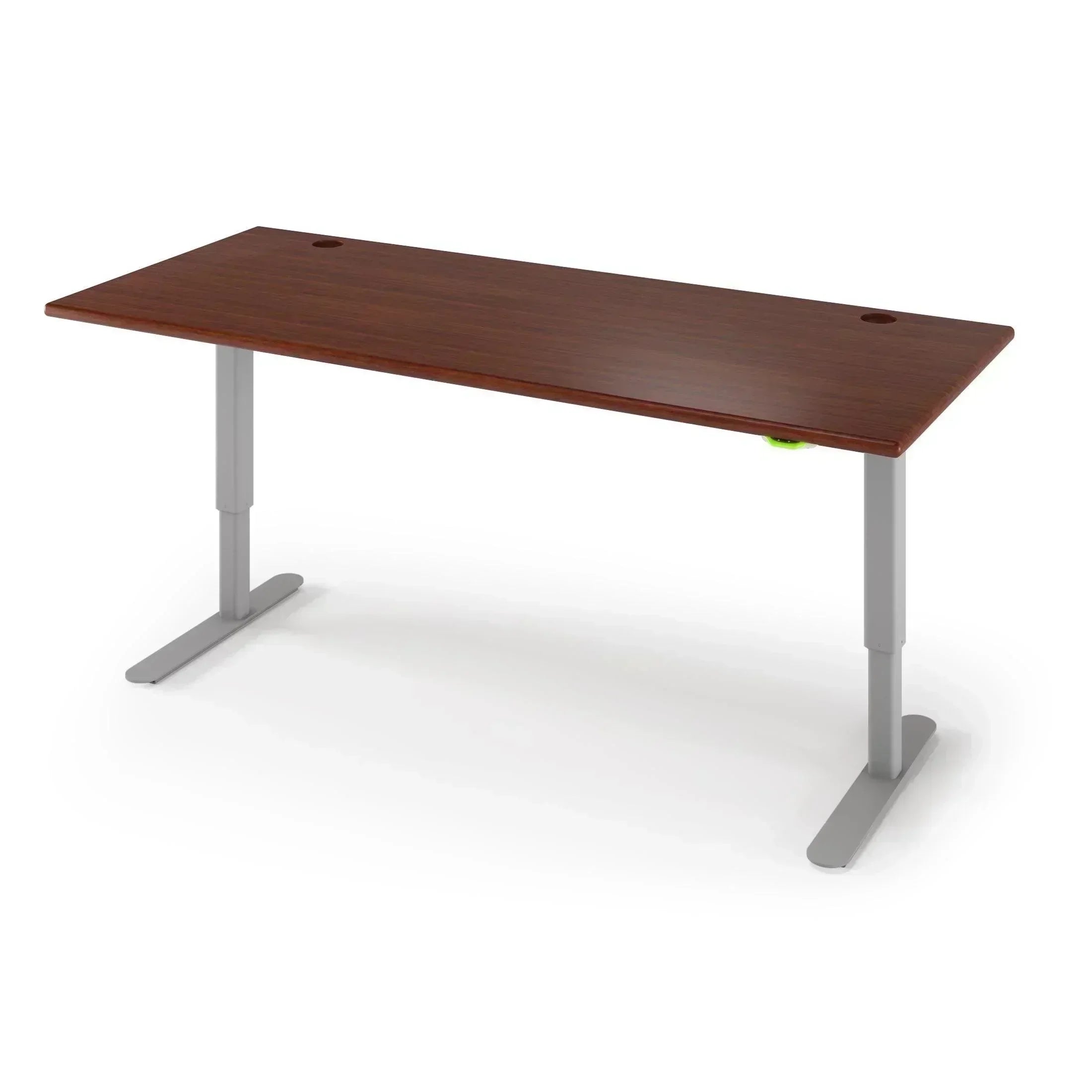 Jaxson Standing Desk in 3D Laminate 30x71-Shaker Cherry-Single Stage (26.9" - 45.9") Range-Starlight Silver-iMovR
