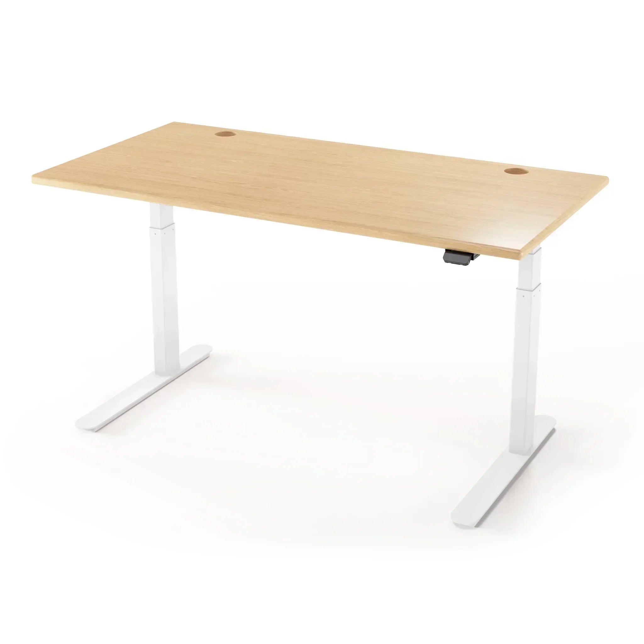 Lander Standing Desk in 3D Laminate 30x65-Almond Cherry-White-With Grommet Holes-iMovR