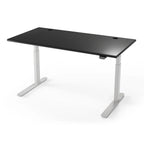 Lander Standing Desk in 3D Laminate 30x65-Black-Silver-With Grommet Holes-iMovR
