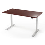 Lander Standing Desk in 3D Laminate 30x65-Clove Mahogany-Silver-With Grommet Holes-iMovR
