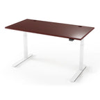 Lander Standing Desk in 3D Laminate 30x65-Clove Mahogany-White-With Grommet Holes-iMovR
