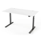 Lander Standing Desk in 3D Laminate 30x65-Designer White-Black-With Grommet Holes-iMovR
