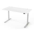 Lander Standing Desk in 3D Laminate 30x65-Designer White-Silver-With Grommet Holes-iMovR