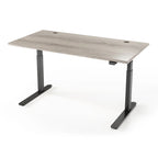 Lander Standing Desk in 3D Laminate 30x65-Driftwood-Black-With Grommet Holes-iMovR