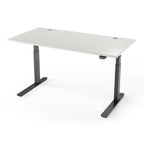 Lander Standing Desk in 3D Laminate 30x65-Fashion Gray-Black-With Grommet Holes-iMovR