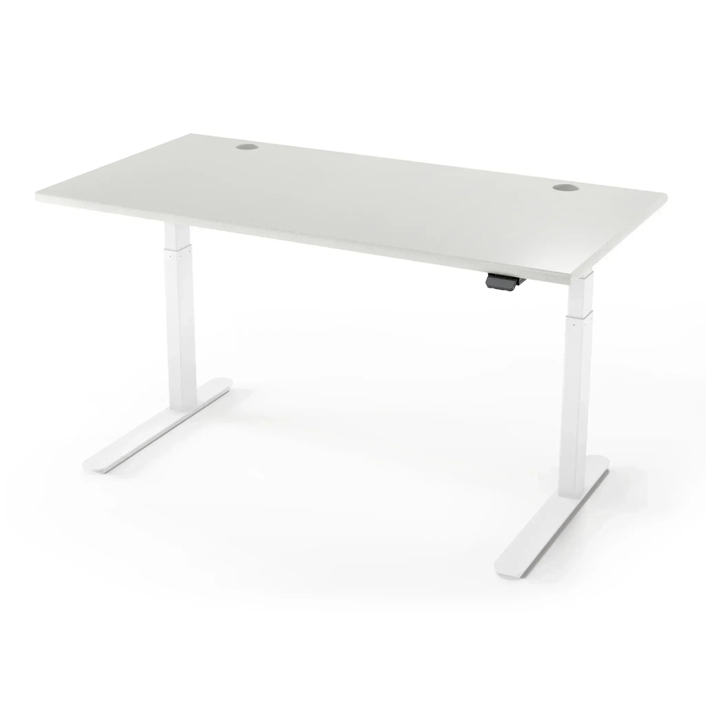 Lander Standing Desk in 3D Laminate 30x65-Fashion Gray-White-With Grommet Holes-iMovR