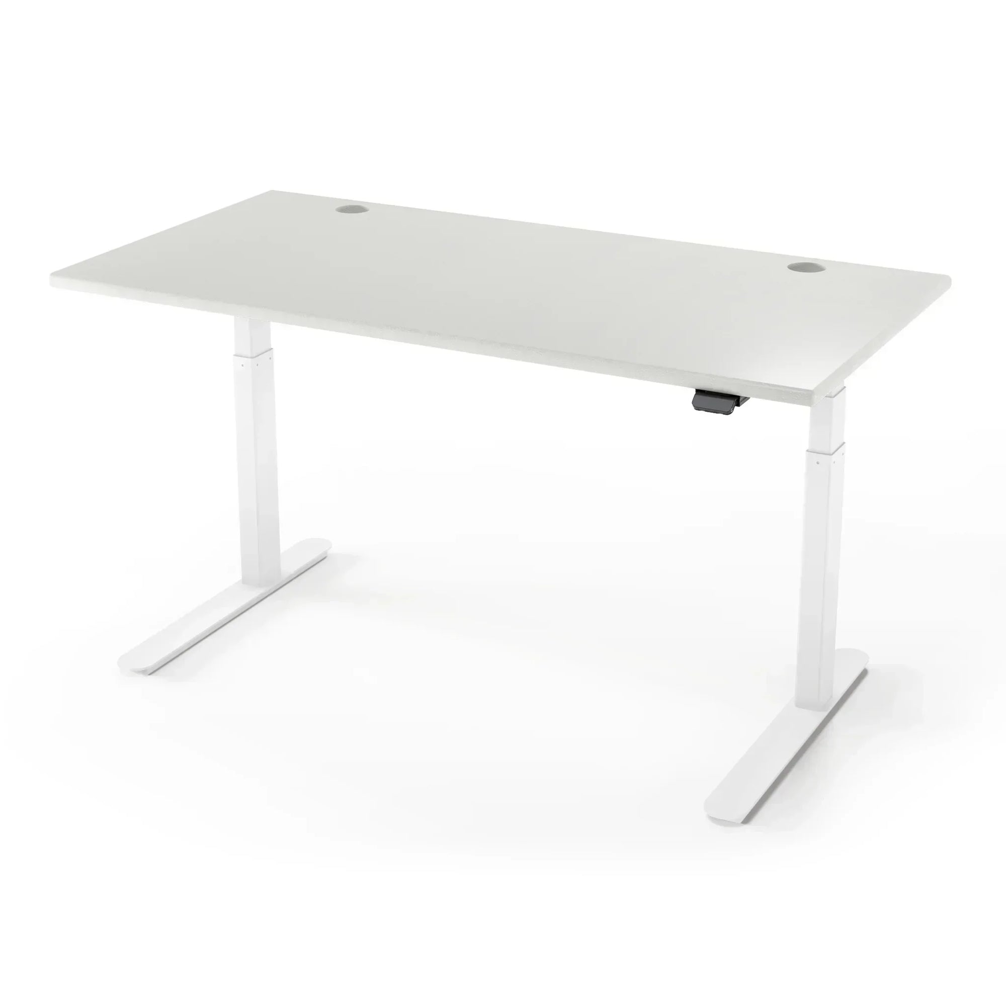Lander Standing Desk in 3D Laminate 30x65-Fashion Gray-White-With Grommet Holes-iMovR