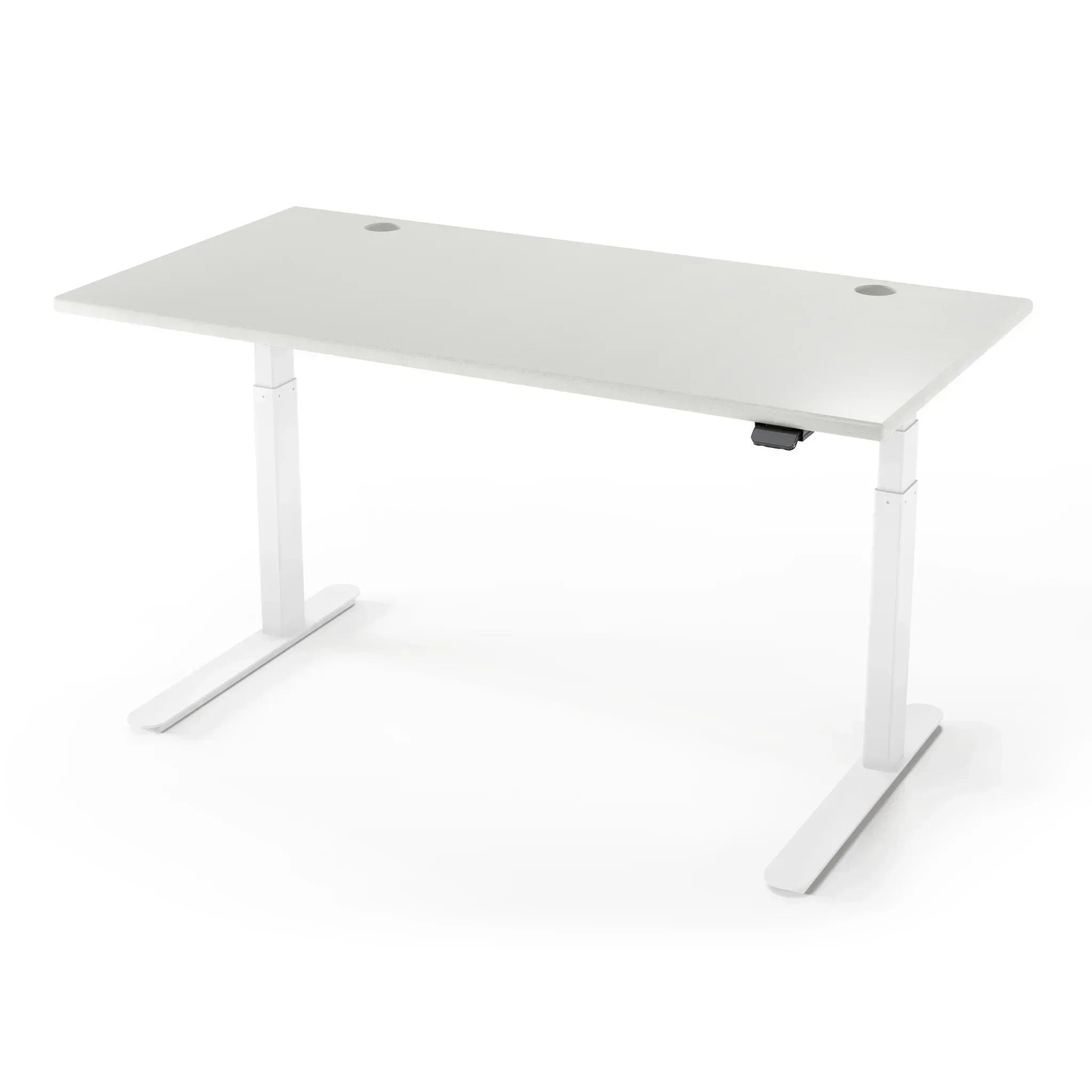Lander Standing Desk in 3D Laminate 30x65-Fashion Gray-White-With Grommet Holes-iMovR