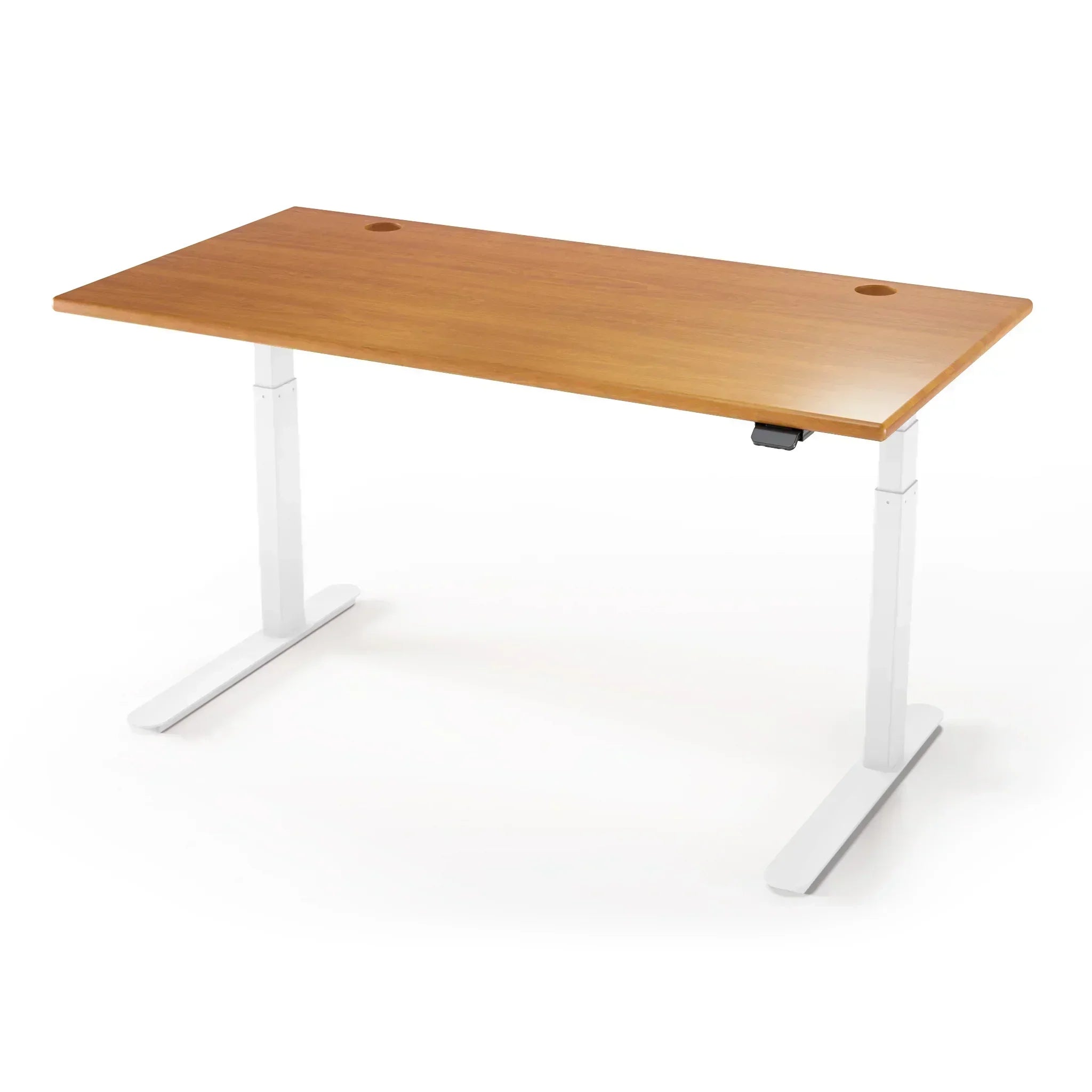 Lander Standing Desk in 3D Laminate 30x65-Hayward Cherry-White-With Grommet Holes-iMovR