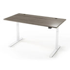 Lander Standing Desk in 3D Laminate 30x65-Ironwood-White-With Grommet Holes-iMovR