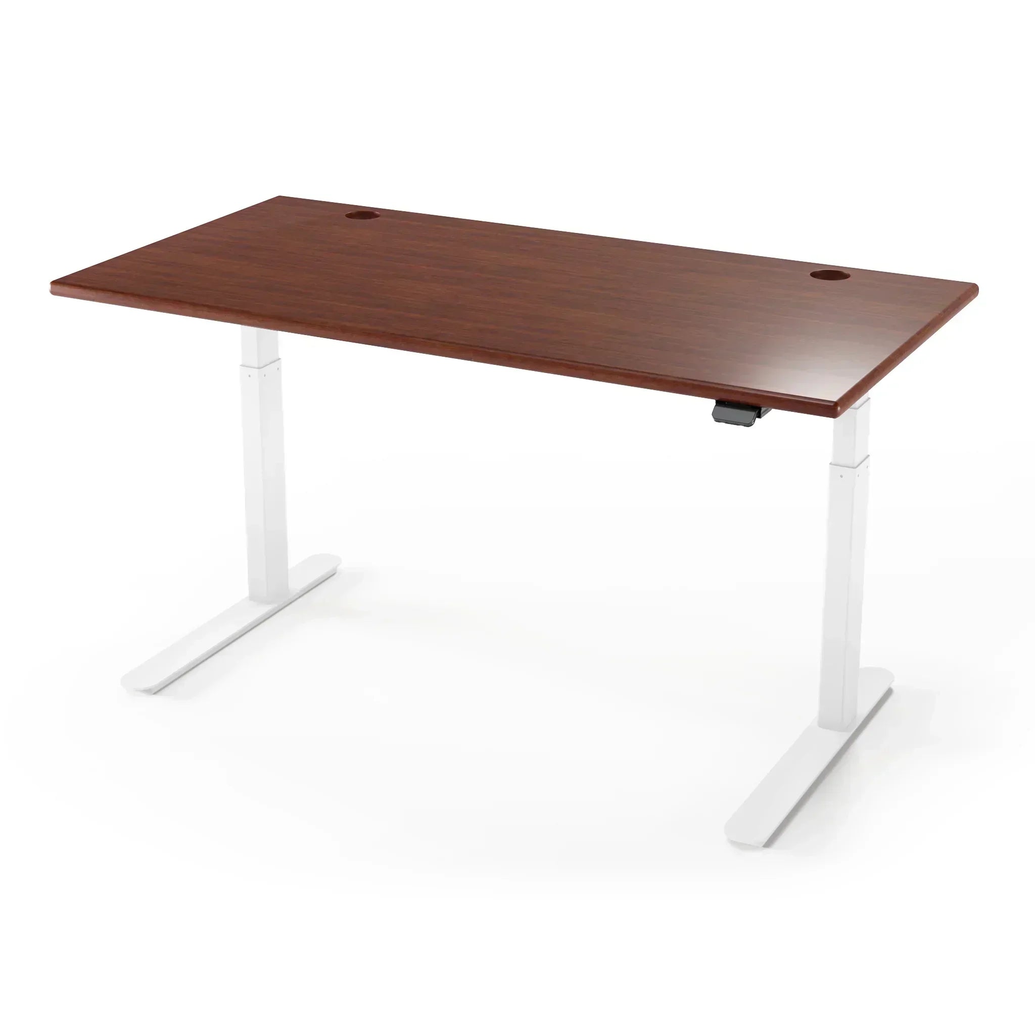 Lander Standing Desk in 3D Laminate 30x65-Shaker Cherry-White-With Grommet Holes-iMovR