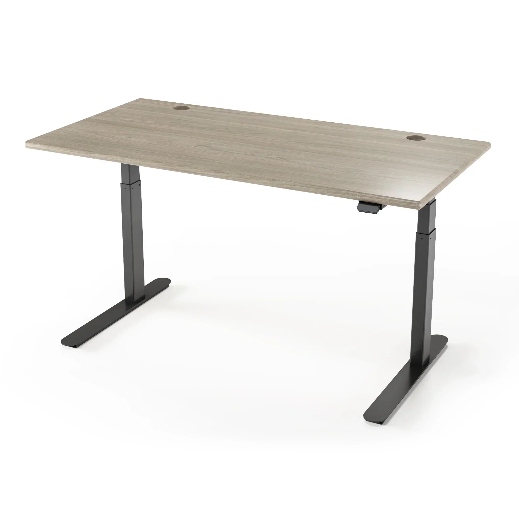 Lander Standing Desk in 3D Laminate 30x65-Swiss Elm-Black-No Grommet Holes-iMovR