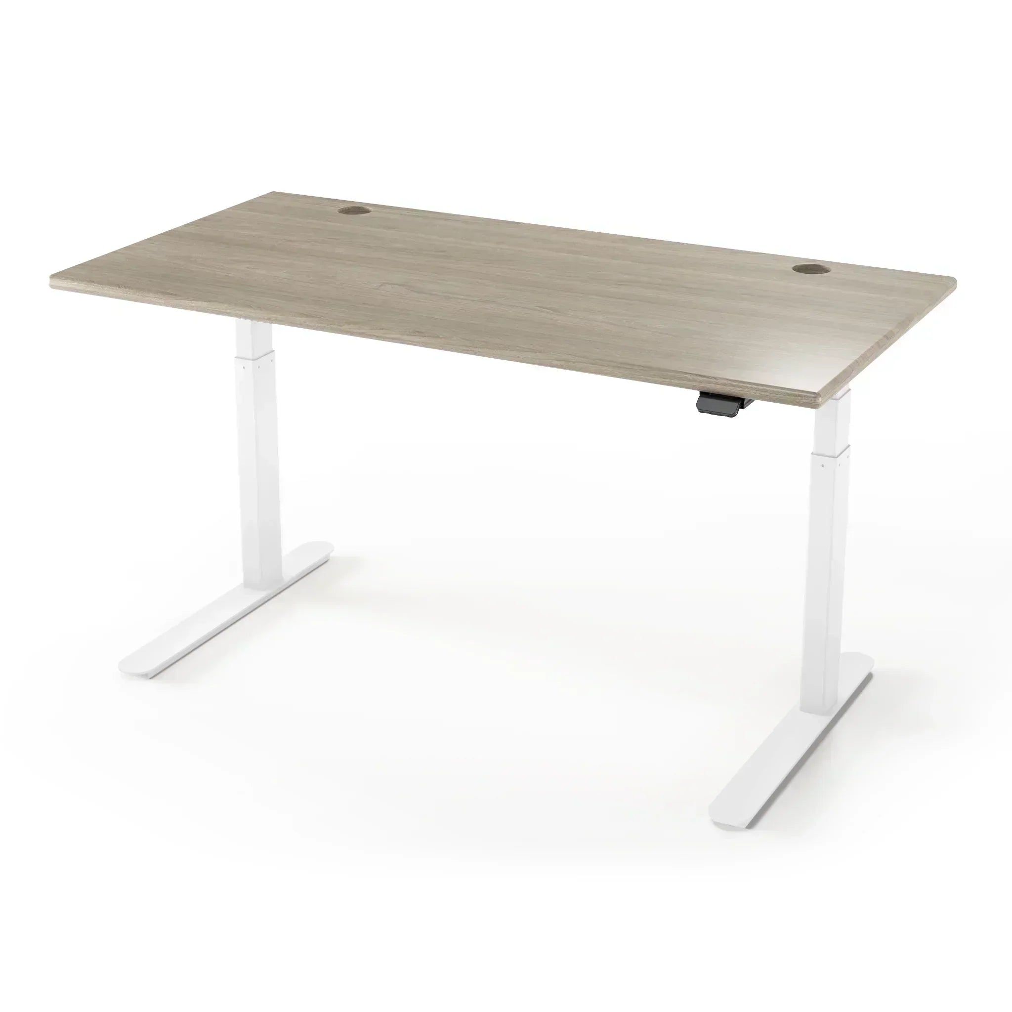 Lander Standing Desk in 3D Laminate 30x65-Swiss Elm-White-With Grommet Holes-iMovR